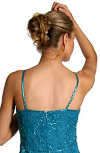 Beaded Sleeveless Long Formal Dress — back view
