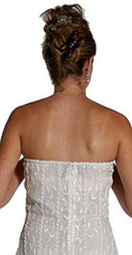 Off Shouldered Leaf Beaded Formal Dress — back view
