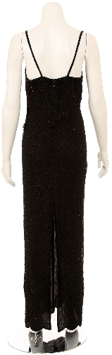 Full Length Spaghetti Strap Formal Dress — back view