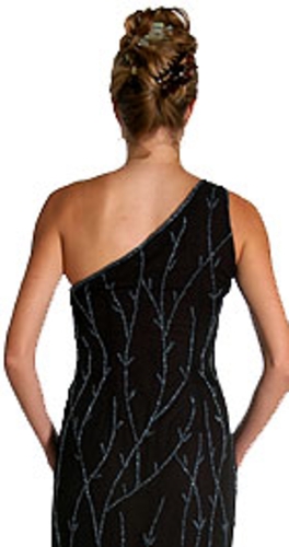 Single Shouldered Stem Bead Dress — back view