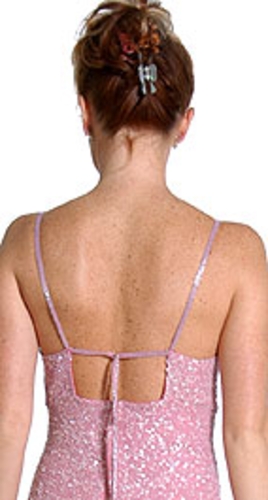 Tie Back Fully Beaded Gown — back view