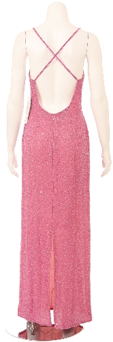 Sequined Prom Dress with Spaghetti Straps — back view