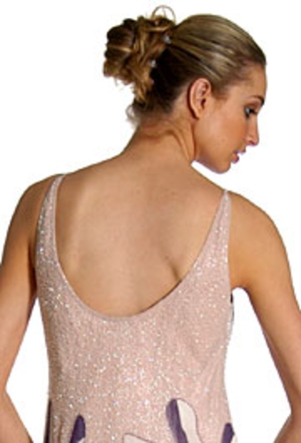 Cowl Neck Spaghetti Strap Beaded Formal Dress — back view
