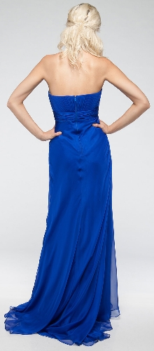 Strapless Double Layered Chiffon Formal Prom Dress — back view