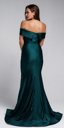 Off Shoulder Fitted Prom Gown — back view