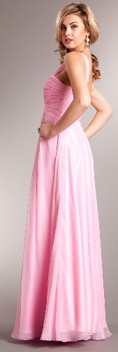 Broad Straps Shirred Bust Long Formal Evening Prom Dress — back view