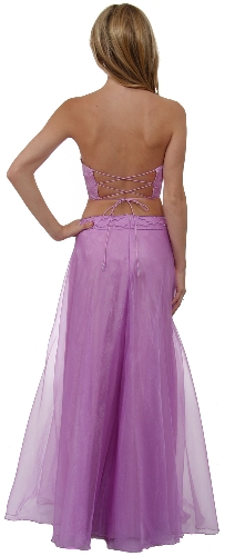 Criss Crossed Strapless Beaded Dress — back view