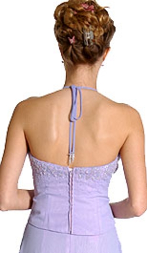 Halter Neck Flower Formal Dress with Split — back view