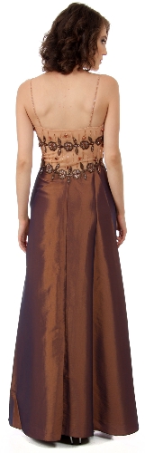 Sheer Mesh Top with Taffeta Overlap Skirt Formal Prom Dress — back view