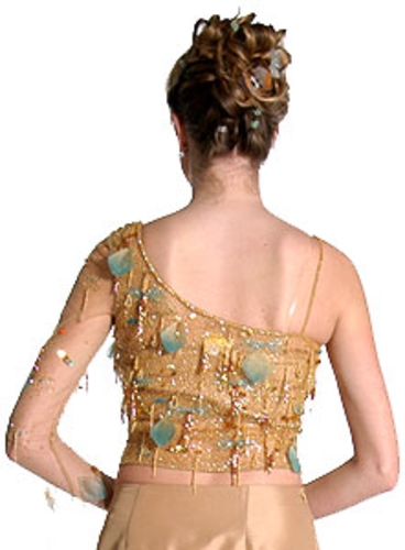 Rose Petal Taffeta Formal Prom Dress — back view