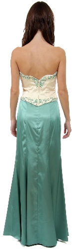 2 Piece Strapless Form Fitting Formal Prom Dress — back view