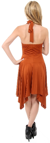 Form Fitting Asymmetric Short Cocktail & Party Dress — back view