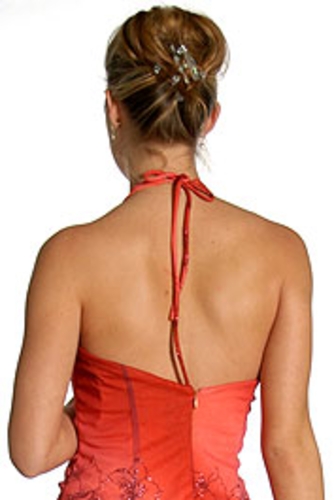 Halter Neck Rouched Party Dress — back view