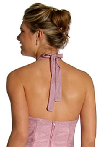 Halter Neck with Brooch Formal Dress — back view