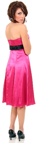 Strapless Two Toned Prom Dress With Bow Appliqu — back view