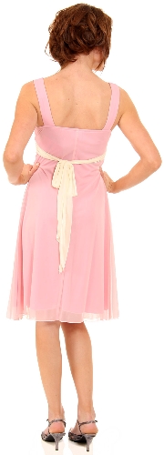 Knee Length V Neck Cocktail Dress with Waist Belt — back view