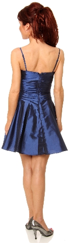 Shirred Bodice Short Party Dress with Bow Applique — back view