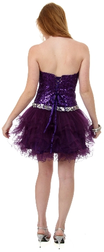 Strapless Sequined Short Party Cocktail Dress — back view