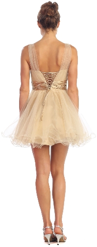 Sweetheart Neck Layered Mesh Short Party Prom Dress — back view