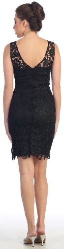 Sheer Neck Artistic Pattern Lace Short Formal Party Dress — back view