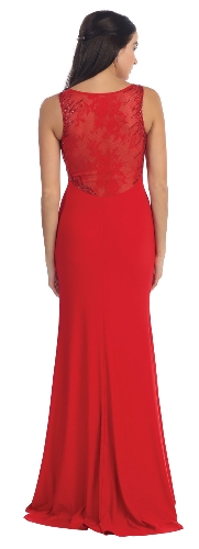 Sleeveless Beaded Front Slit Long Formal Prom Dress — back view