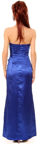 Shimmering Strapless Evening Dress with Waist Applique — back view