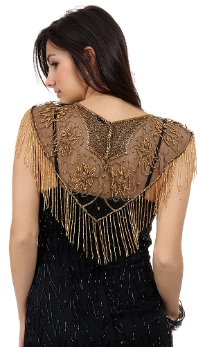 Black Beaded Collar Scarf — back view