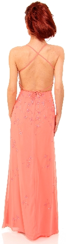 Beaded Formal Full Length Evening Dress — back view