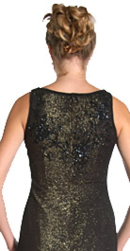 Metallic Poly Net Beaded Formal Dress — back view