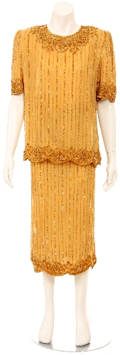 Short Sleeved 2-Piece Sequin Cocktail Dress