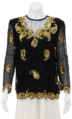 Golden Flares Hand Beaded Blouse