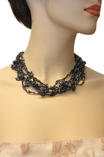 Metallic Black Fashion Necklace