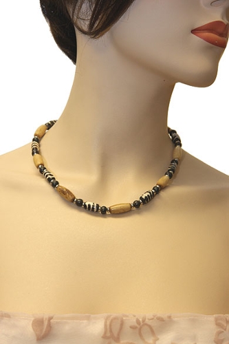 Zebra Print Wooden Necklace