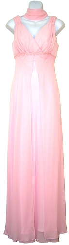 Shirred Bodice Formal Dress with Front Overlay