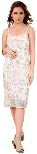 Floral Sequins Pattern Knee Length Cocktail Prom Dress 