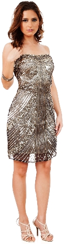 Strapless Short Sequined Homecoming Party Prom Dress