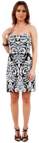 Short Fitted Beaded Short Shift Party Dress