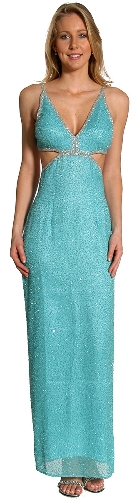 Spaghetti Strapped Beaded Prom Dress with Bra style back