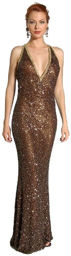 V-Top Fully Beaded Formal Dress