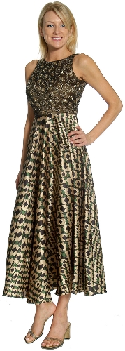 Formal Dress with Free Flowing Checkered Skirt