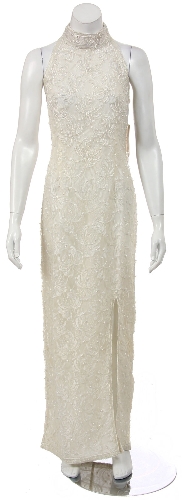 Rayon Lace Turtle Neck Formal Dress