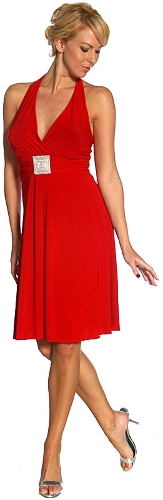 Halter Top Cocktail Dress with Silver Accent
