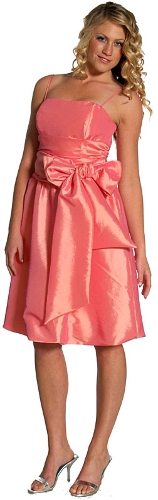 Spaghetti Strapped Short Bow Cocktail Dress
