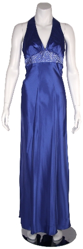 Halter Neck Empire Cut Satin Formal Dress