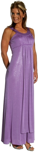 Empire Cut Round Neck Formal Dress with Shirred Sash