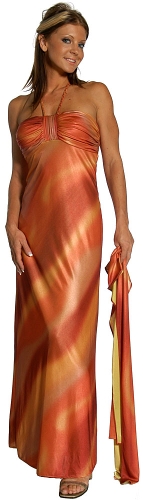 Halter Neck  Shirred Bodice Formal Prom Dress