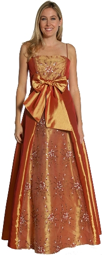 A-line Ribbon Bow Beaded Prom Dress