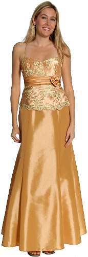 Embroidered Formal Prom Dress with Flower Applique
