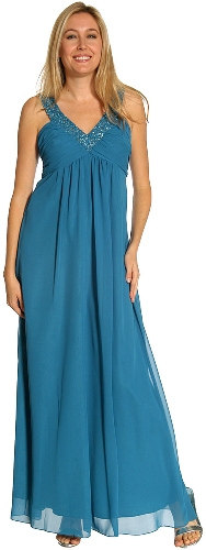 Empire Cut Beaded Formal Prom Dress