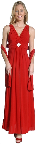 Criss-Cross Brooched Long Formal Bridesmaid Dress